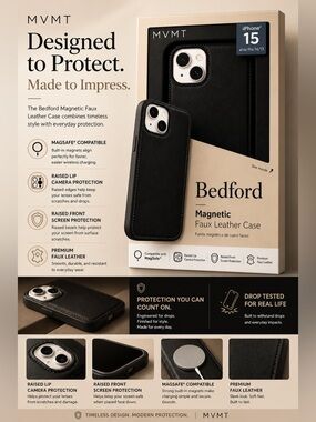 Bedford Magnetic Faux Leather Case- IPhone 15